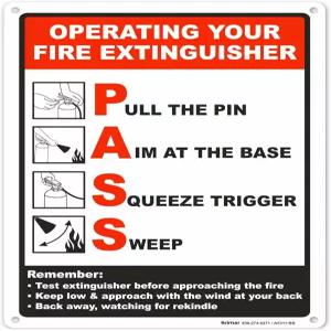 브리마르 7 x 10인치 소화기 표지판 작동 녹슬지 않은 알루미늄 간편한 설치 지침
