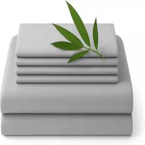 RAHEES 100 대나무 시트에서 추출한 비스코스 퀸 사이즈 6개 세트 부드럽고 통기성이 뛰어나며 뜨거운