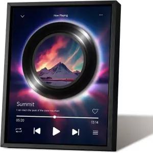 뮤직 픽처 프레임 블루투스 스피커 회전식 턴테이블 무선 노래 명판 LED 조명이 있는 음악 아트 페인팅