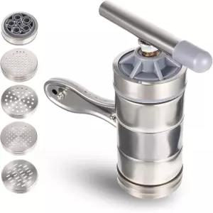 EXHUMKY 수동 면 제조기 스테인리스 스틸 반죽 프레스 파스타 메이커 5금형 소형 가정용 주방 기기 DIY 및