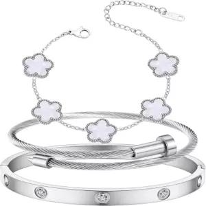 큐빅 지르코니아 커프 뱅글 주얼리 세트가 포함된 여성용 제이드 양배추 골드 팔찌 18K 도금 사랑 우정