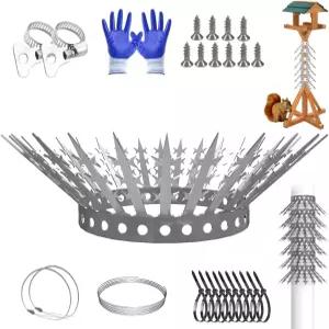 새 다람쥐 스파이크 및 방지 배플 모이통 극 울타리 외부 벽 나무 배수관 비둘기 너구리 쥐 고양이에 대한