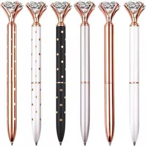 JOANCEE 빅 크리스탈 프리티 글리터 볼펜이 포함된 6개의 다이아몬드 펜 여성용 선물에는 리필이 포함되어