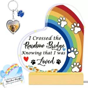 개 고양이 크리스마스 선물 분실을 위한 레인보우 브릿지 추모 LED 조명이 있는 5.9인치 아크릴/사진