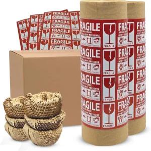 15 x700 벌집 종이 깨지기 쉬운 물건을 위한 포장재 이동용 포장지 50개의 스티커 라벨이 있는 350피트