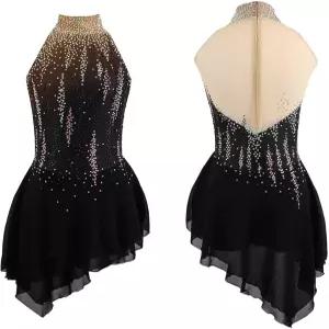 여자 민소매 경기용 크마루즈 피겨 스케이팅 드레스 스케이트는 부드러운 발레 댄스 스커트를 입습니다