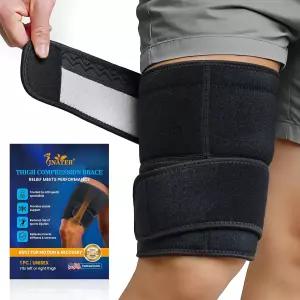 JNATER 허벅지 압박 슬리브 남녀용 조절 가능한 햄스트링 당겨진 사타구니 근육을 위한 미끄럼 방지 보호대