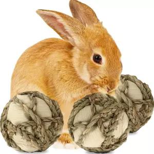 선그로우 토끼 잎 공 이빨 다듬기 재미있는 씹기 템 기니피그 고양이 친칠라 웰 앤 해피 3팩