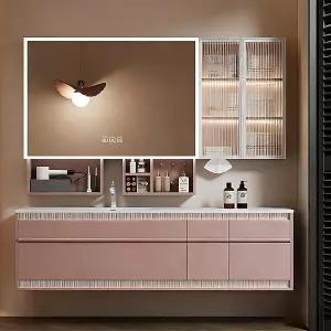 Kmnub 36인치 욕실 세면대 스마트 디포그 거울 캐비닛이 있는 모던 서랍 및 문이 플로팅 싱크대 캐비닛