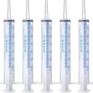 바식 60ml 경장 공급 주사기 캐스 팁 60cc 실리콘 오링 튜브 캡 공예 및 정원 반려동물 5/팩