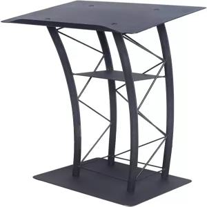 블랙 커브드 포디움 23.62 * 17.13 44.29인치 휴대용 메탈 교회 렉테른 컨퍼런스 프레젠테이션 강단에서