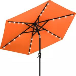 태양열 LED 조명이 있는 마스터카노피 파티오 우산7.5피트 주황색