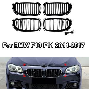 BMW 호환 5시리즈 F10 F11 2011-2017 키드니 그릴 라이트 포함 인렛 메쉬 트림 스타일링 프론트 범퍼 라디