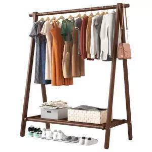 원목 행거 스탠드 수납 조립식 고정식 옷장 옷걸이 대나무 옷가게 이동식 1.