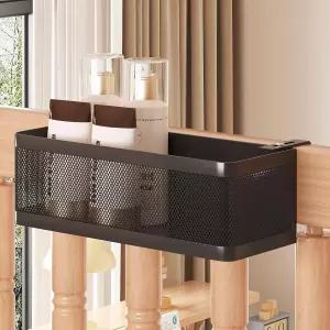 더블 침대 사무실 칸막이 벽 크립 레일 기숙사 대학 방 필수품 선반 휴대폰 헤드폰 잡지 간식(블랙