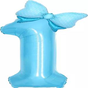 온더랜드의 앨리스 1세 소녀 파스텔 블루 생일 장식 보우 풍선 호일 마일라 대형 40인치 1벌룬 카와이 코켓