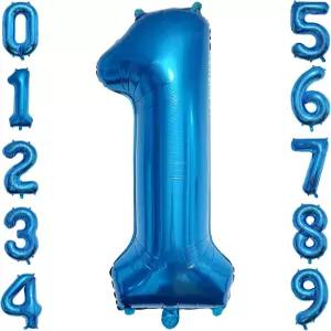 파티쿨 40인치 블루 숫자 풍선 1 여아 생일 파티 축하 장식 용품용 대형 포일 마일라 결혼 기념 이벤트