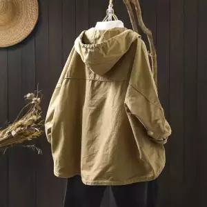 EAMT 여성용 하프 빈티지 캐주얼 트렌치 카고 루즈핏 코트 후드 점퍼 야구 YJ1
