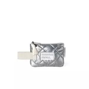 MASMARULEZ Mini strap pouch_stitched ribbon quilt Silver109215