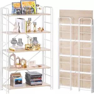 UDD 접이식 책장 조립 없음 54.1인치 높이 x 23.7인치 크기 5개의 선반 산업용 작은 공간을 위한 열린 수납