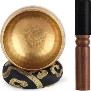 명상 요가 차크라 액세서리 여성 남성을 위한 독특한 선물(블랙 3.15인치)을 위해 네팔 사운드 볼에 손으로