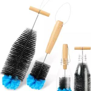 소다스트림과 호환되는 미모루 2팩 스펀지 병 브러시 순하고 긁힘 방지 유리 제품 청소용 나무 손잡이