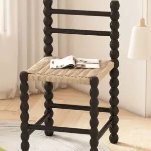 라탄 식탁의자 디자인 스툴 원목체어 카페 소형 등받이 블랙