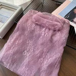 겨울 하이넥 레이스 블라우스 여성용 시스루 이너 우아한 긴팔 망사 레이어드 스타일