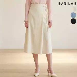 여성 링클 텍스처 랩스타일 롱스커트