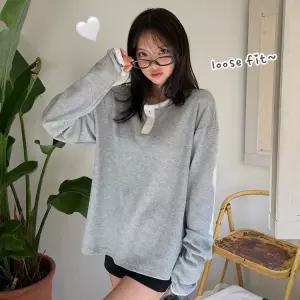 글리비 워머소매point 여리루즈핏 랍바 긴팔 캐주얼 티셔츠