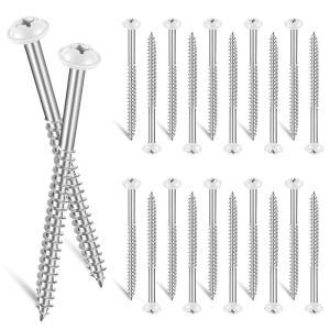 Jetec 비닐 셔터 패스너 24개 7.6cm(3x2.54cm) 페인트 나사 비닐 셔터용 금속 탄소강 나사 외부 창문 목재