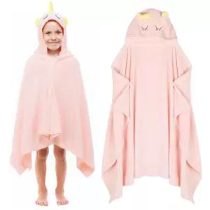 Fingertip WD 후드가 달린 타월 대형 69.5 x 135.7cm(27.5 x 55x2.54cm) 매우 부드러운 코랄 플리스 스냅