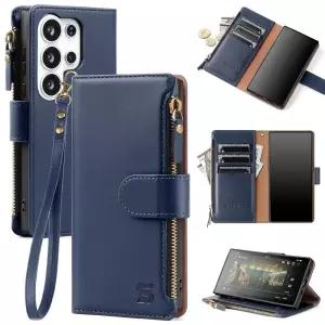 Shieldtop 삼성 호환 갤럭시 S26 울트라 지갑 케이스 카드 홀더 포함 여성용 남성용 RFID 차단 PU 가죽 폰