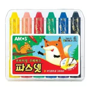 파스넷 어린이용품 아모스 미술용품 아모스크레용 6색 크레용