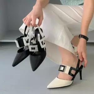 이쁜수작 여성 봄여름 슬링백 펌프스하이힐 큐빅보석 8cm굽 AG 9025