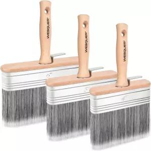 웨스커 덱 얼룩 브러시 3팩(4 5 6 ) 우드 브러시는 펜스 벽 가구용 익스텐션 폴 와이드 페인트 및 라임워시