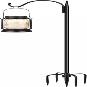 Gtongoko 47인치 야외용 소형 목자 갈고리 5개 랜턴 걸이용 조절 가능한 새 모이통 기둥 정원 식물 바구니