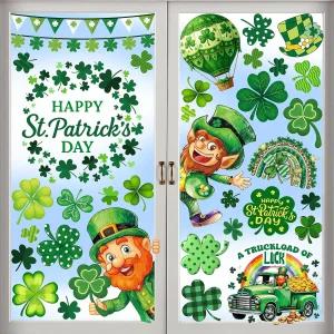 JMHACHY St Patricks Day 창문 장식 - 9장 88개 재사용 가능한 홈 오피스용 세인트 패트릭스 데이 유리용