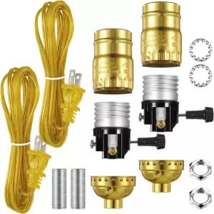 Honoson 2 세트 램프 수리 키트 테이블 리와이어 부품 3방향 소켓 매칭 코드 및 바닥 DIY 디자인 조명을