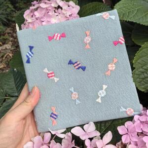 정품 A5 자수 노트북 커버, 캔디 블루 다이어리 저널 선물 심플 귀여운 학교