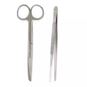 의료용 S/B 가위 14cm + 일자형 핀셋 14cm세트