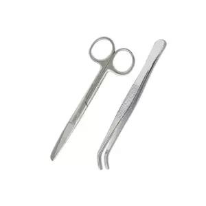 의료용 S/B 가위 14cm + 무구 곡 핀셋 세트