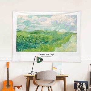 명화 패브릭 반고흐 그림 별이 빛나는 소품 벽걸이형 1mx0 7m 밀밭 나무 설치