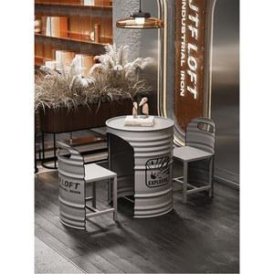 감성 드럼통 테이블 인테리어 원형 빈티지 스테인리스 야외용 탁자 업소용 바베큐 화이트