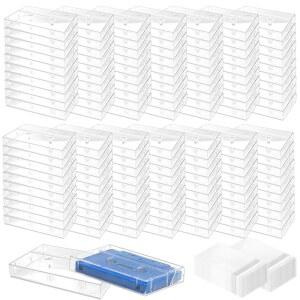 LECEHIVO 140개 오디오 카세트 테이프 케이스, 투명 먼지 봉투, 빈 음성 녹음 보관함 음악 예술 컬렉션용 플라스틱 보관 제품 정리함 홀더