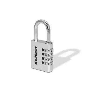 Kwikset 알루미늄 재설정 가능한 4자리 조합 자물쇠 야외 창고 및 게이트 잠금 치 3.8cm(1-1/2x2.54cm) 바