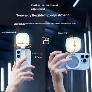 MagSafe 아이폰 마그네틱 셀카 라이트 360 ° 완벽한 브이로그, 화상 통화를  거울이 있는 LED 링 필