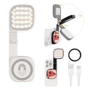 다기능 휴대폰 마그네틱 셀카 미러 미니 필 라이트 3색 조절 가능 양면 휴대용 브래킷