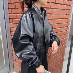 여성자켓 오버핏 레더 라이더 벌룬 자켓_20340783_667501