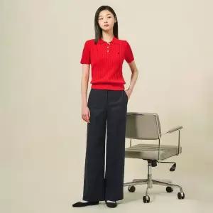 [백화점정품] 26년NEW 빈폴레이디스 빈폴 BEANPOLE 폴리 혼방 롱 와이드 팬츠 네이비 (BF5321C02R)